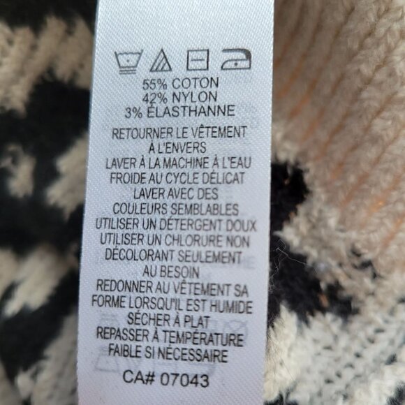 Leopard Print Knit Dress Oatmeal/Black Turtleneck | Women Oversized S/ or M - Picture 7 of 10